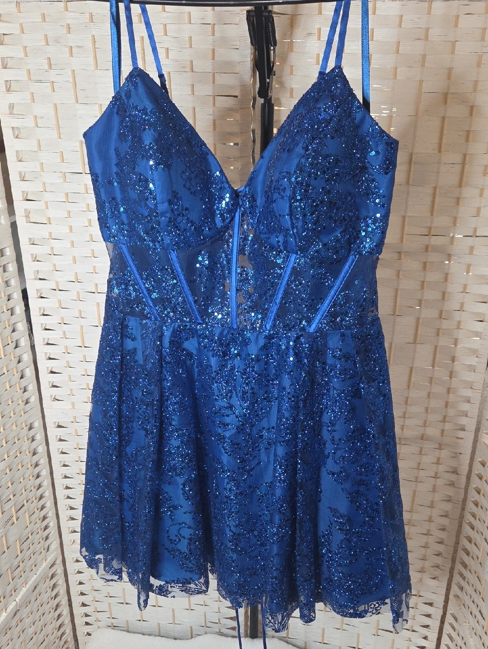 Blondie Nites Royal Blue Sequin Lace Dress